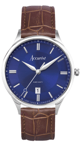 Accurist Watch Repairs - brown leather strap and navy blue face