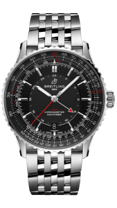 Breitling Watch Servicing - chrome metal bracelet and black face