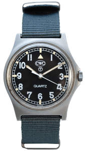 CWC Watch Servicing - blue fabric strap and black face
