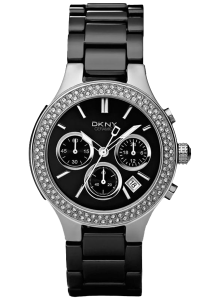 DKNY Watch Servicing - black metal bracelet and diamante case