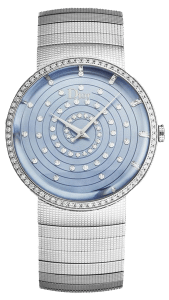 Christian Dior Watch Servicing - silver bracelet and baby blue diamante face