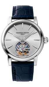 Frederique Constant Watch Servicing - navy blue leather and silver chrome