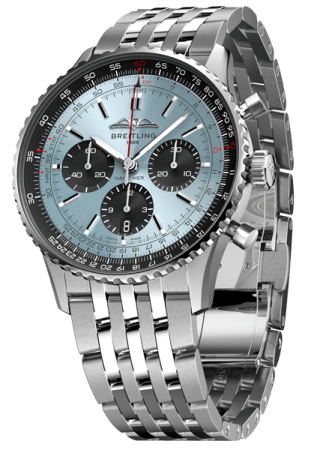 Breitling Watch Repair - silver chrome strap and light blue face