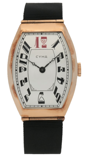 Cyma watch servicing - black fabric strap and rose gold