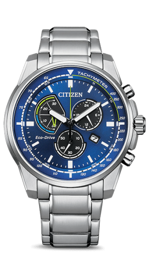 Citizen Eco Drive Watch Servicing - metral bracelet and blue face