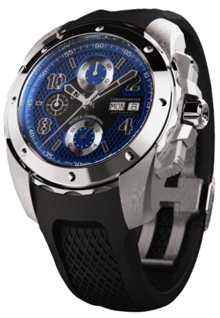 Dolce and Gabbana Watch Repairs - black rubber bracelet and blue face