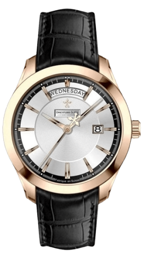 Dreyfuss and Co Watch Servicing - black leather strap and rose gold