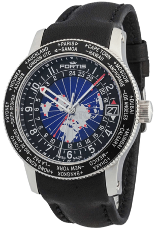Fortis Watch Repairs - Global time zones black
