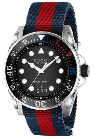 Gucci Watch Repair - Gucci Dive blue and red striped fabric strap