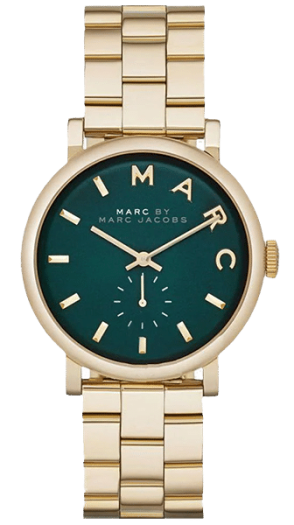 Marc Jacobs Watch Servicing - gold coloured bracelet and green face