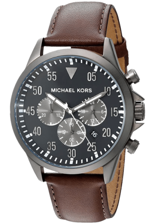 Michael Kors Watch Repairs - Black face and brown leather strap