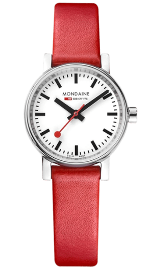 Mondaine Watch Servicing - Red leather strap
