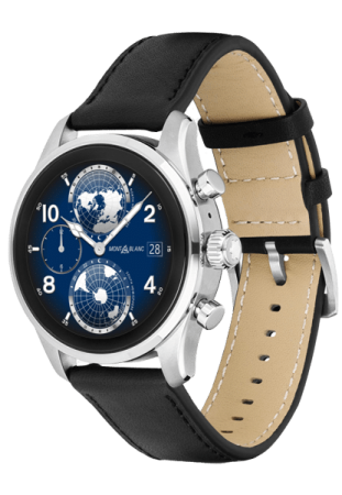 Montblanc Watch Repairs - Black leather strap and globe face