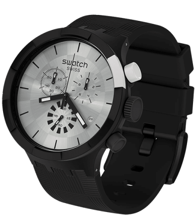 Swatch Watch Repairs - Swiss black and chrome