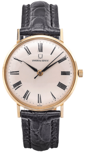 Universal Genève Watch Servicing - Gold and black leather